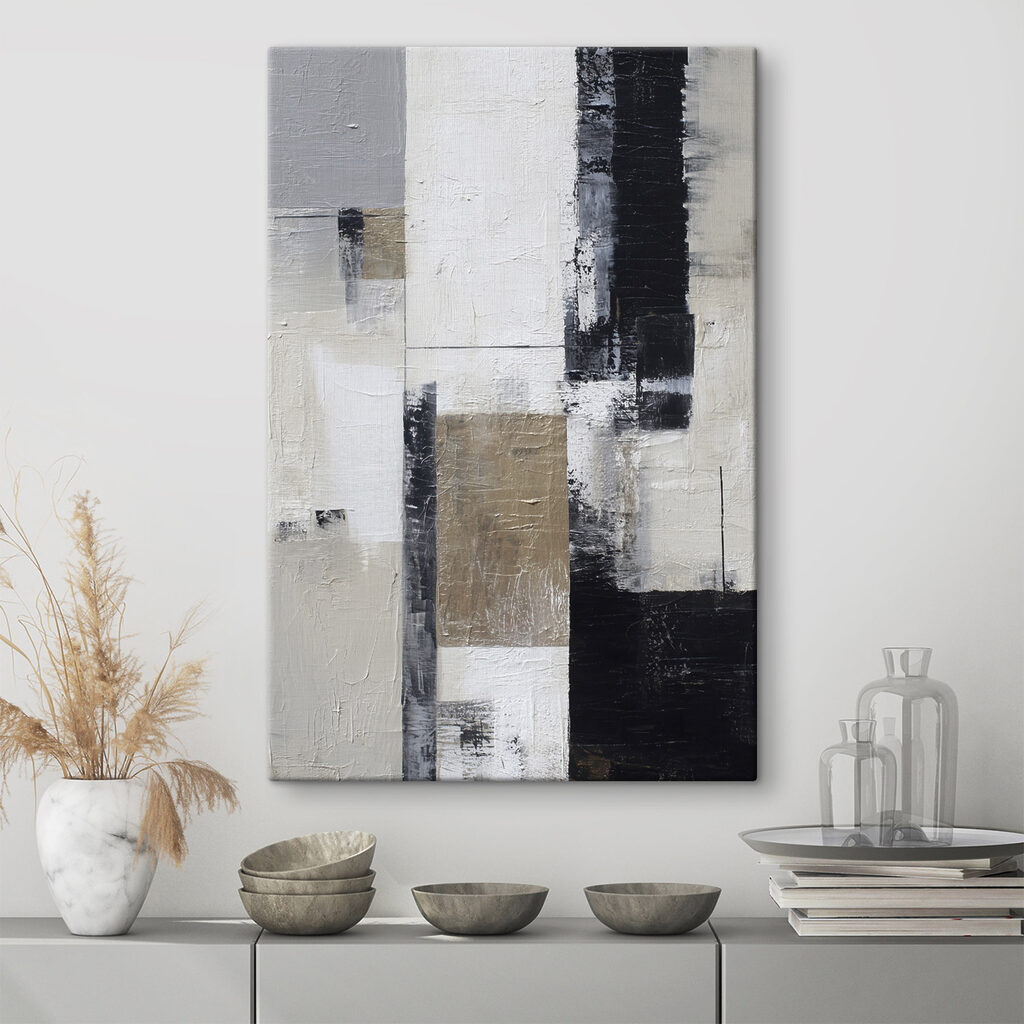 Painting of a white and black rectangular object