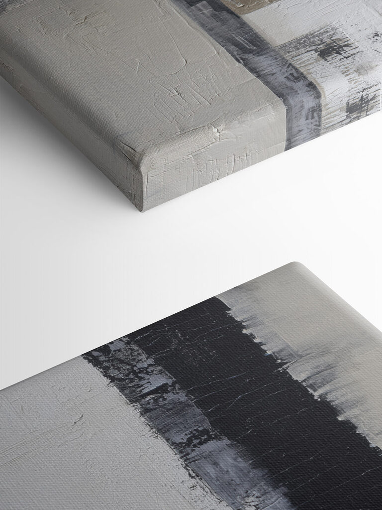 Painting of a white and black rectangular object