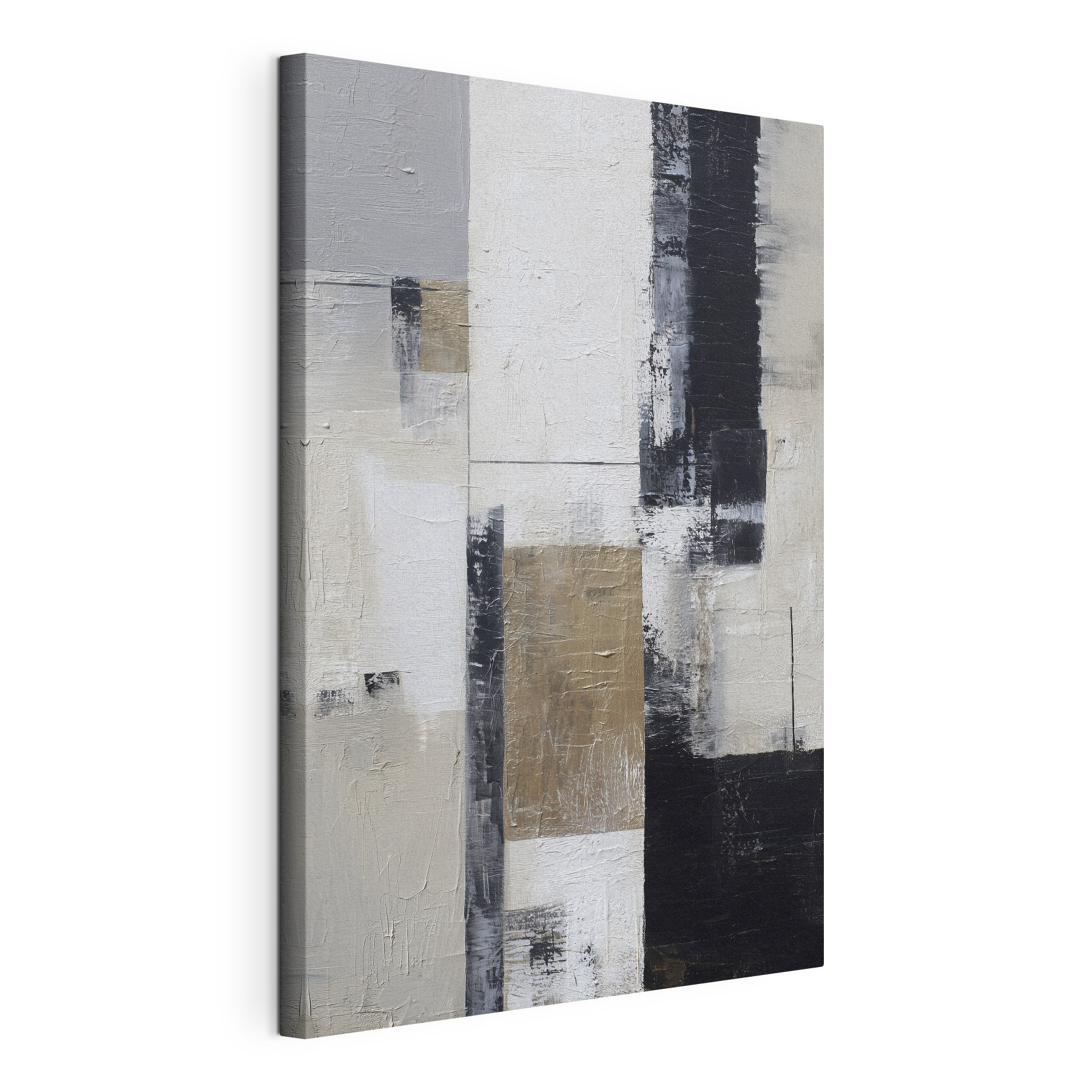 Painting of a white and black rectangular object
