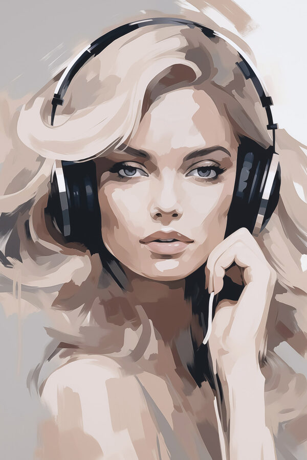 Woman wearing headphones Woman wearing headphones