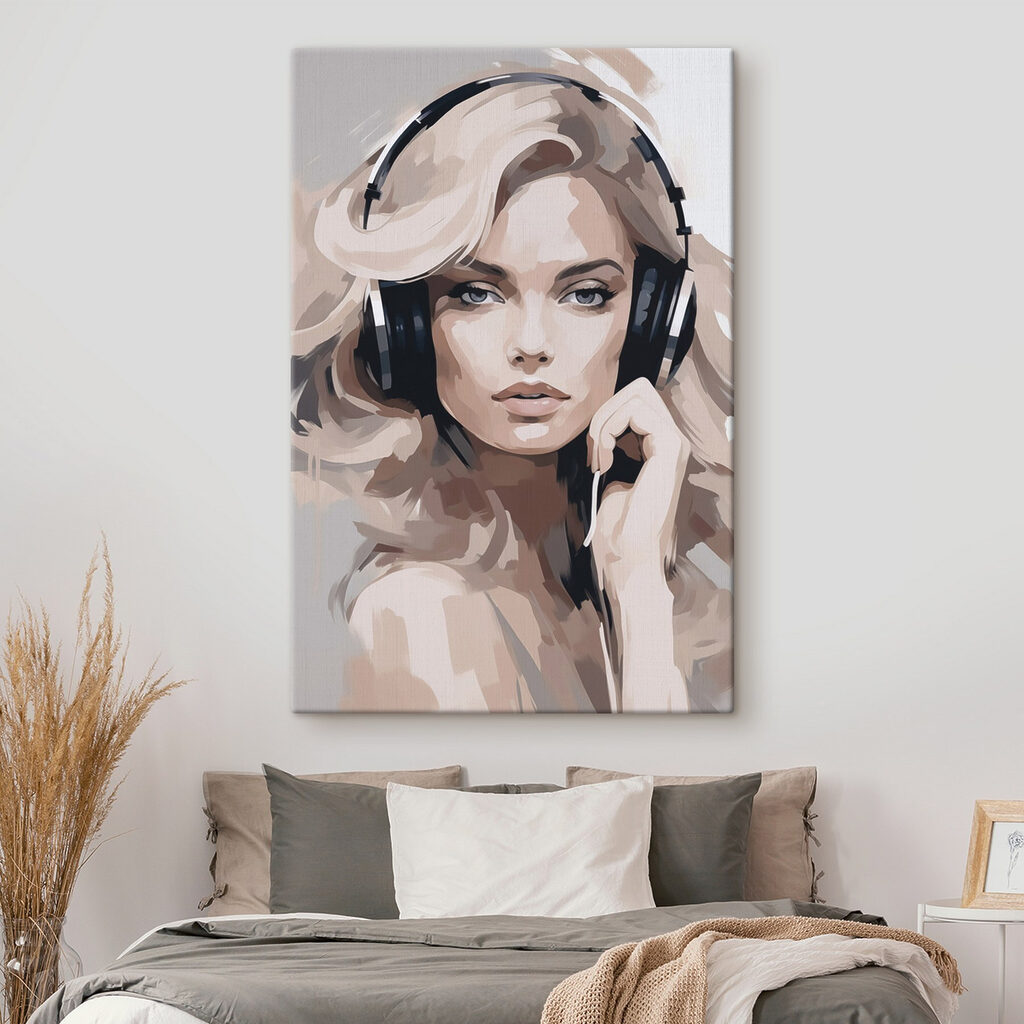 Woman wearing headphones Woman wearing headphones
