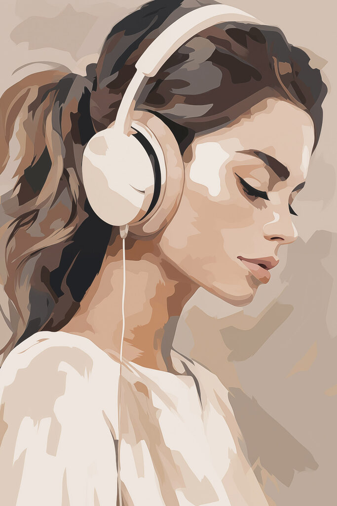 Woman wearing headphones