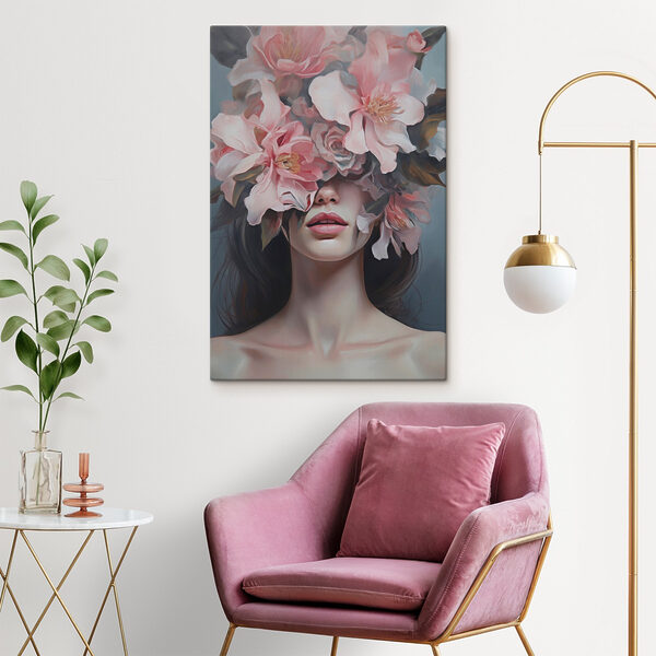 Woman with flowers on her face
