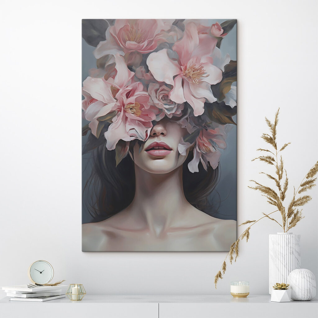 Woman with flowers on her face