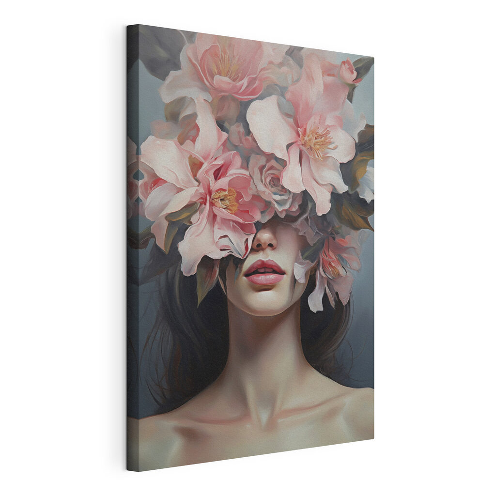 Woman with flowers on her face