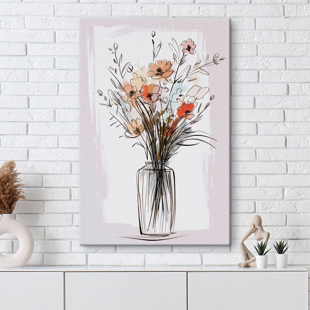Drawing of flowers in a vase Drawing of flowers in a vase