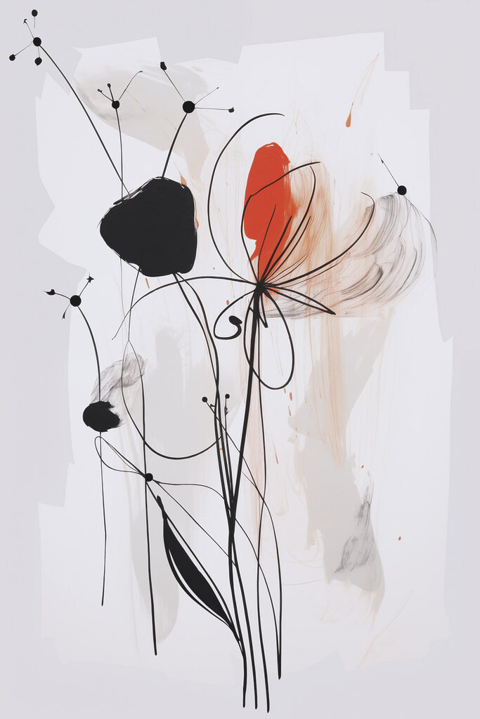Painting of flowers and lines Painting of flowers and lines