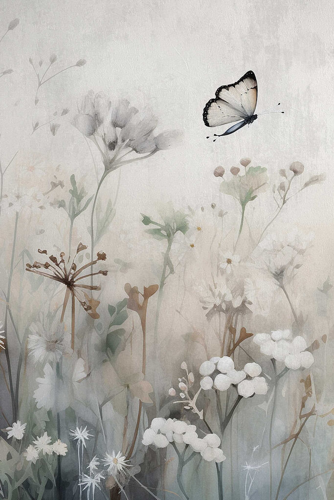 Butterfly flying over flowers