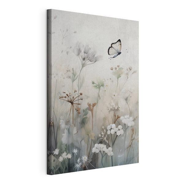 Wandbilder Wandbilder Ein Schmetterling fliegt über Blumen hinweg (Artikelnummer: s46897)