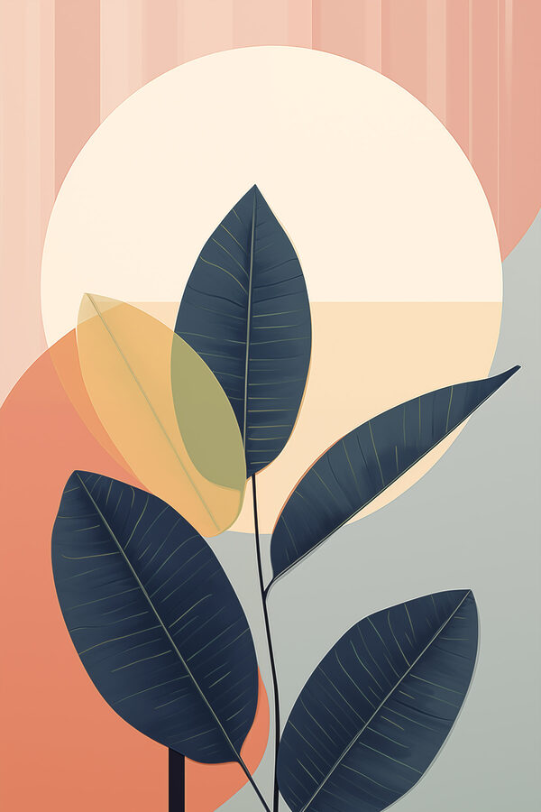 Plant with leaves and a circle Plant with leaves and a circle