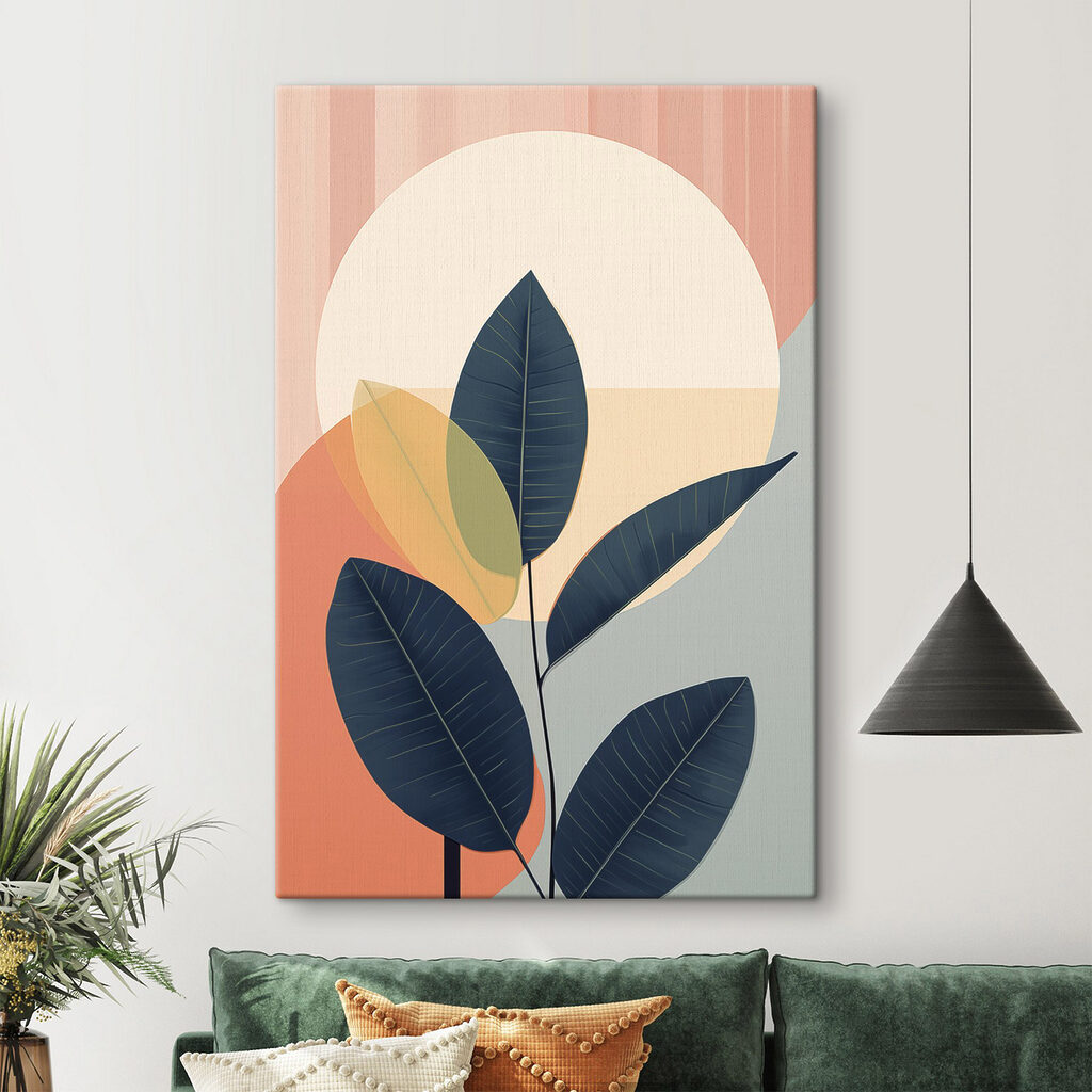 Plant with leaves and a circle Plant with leaves and a circle