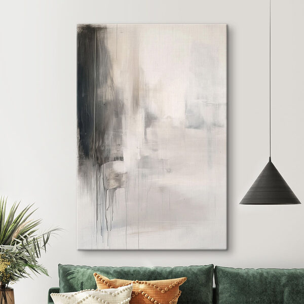 White and black abstract painting