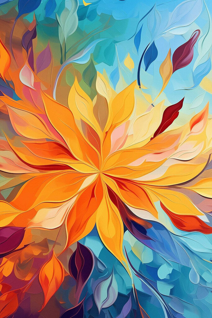 Colorful flower with many leaves