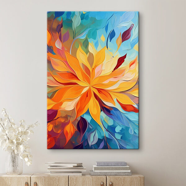 Colorful flower with many leaves