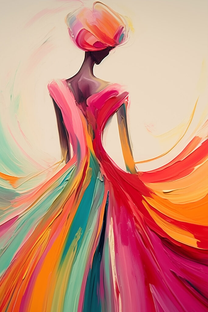 Painting of a woman in a dress Painting of a woman in a dress