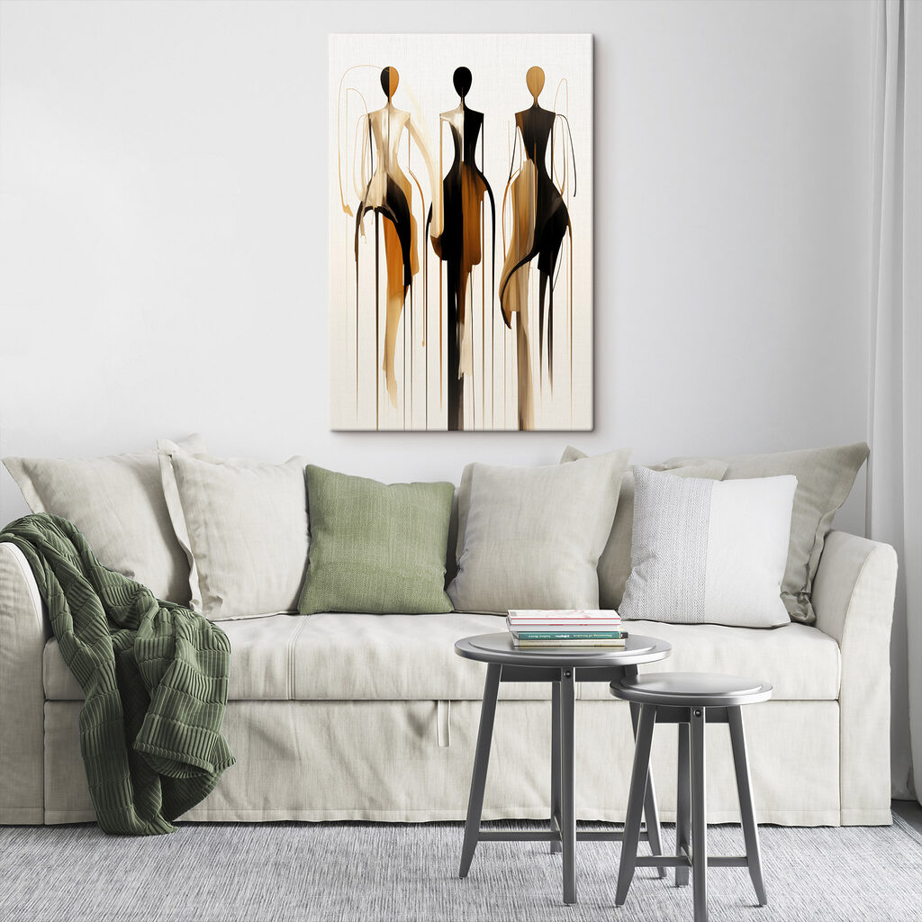 Group of mannequins with flowing paint
