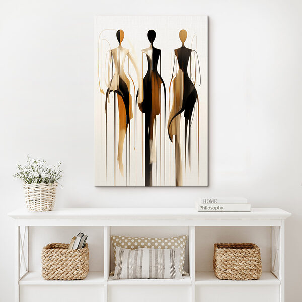 Group of mannequins with flowing paint