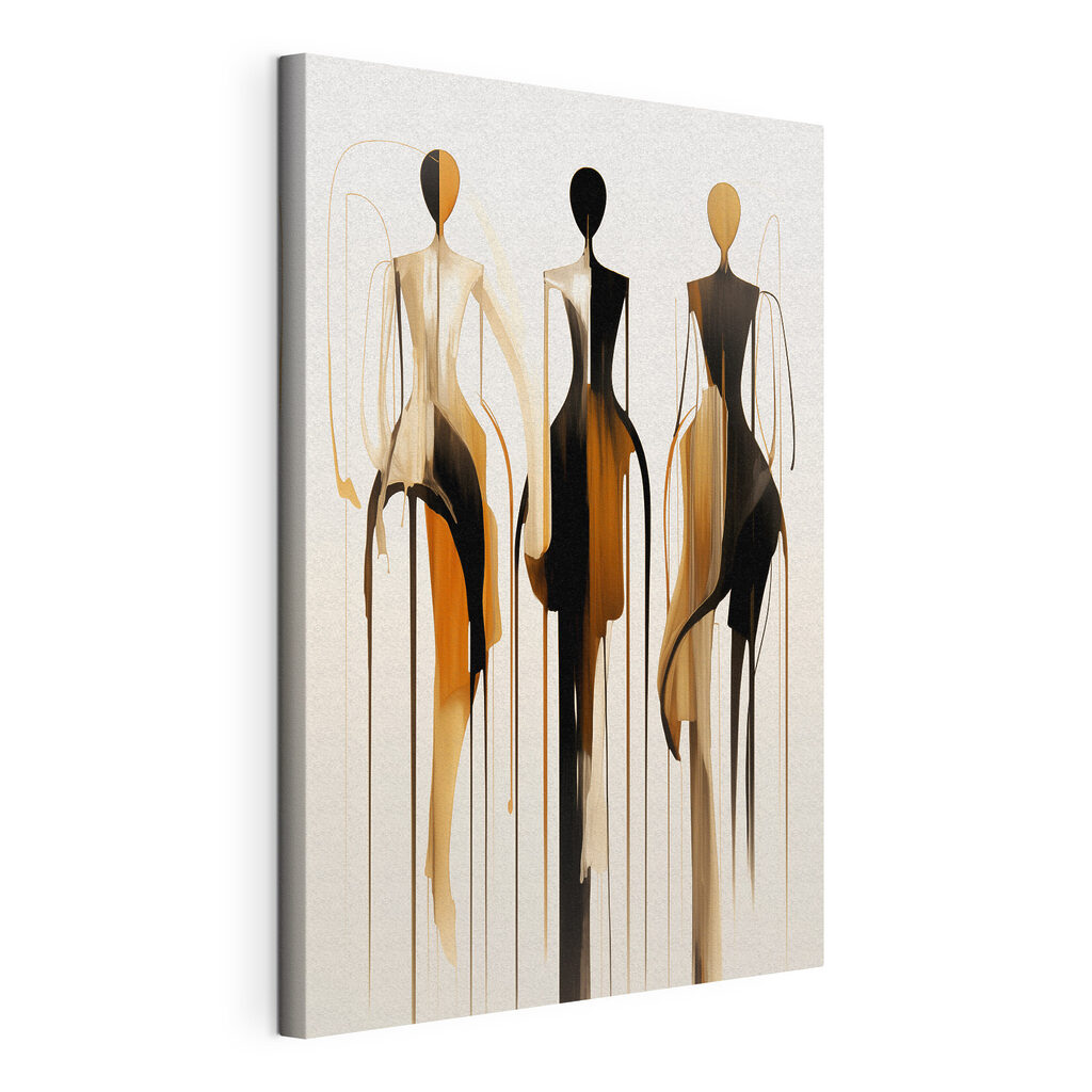 Group of mannequins with flowing paint