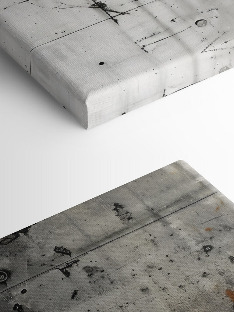 Black and white wall with rust stains