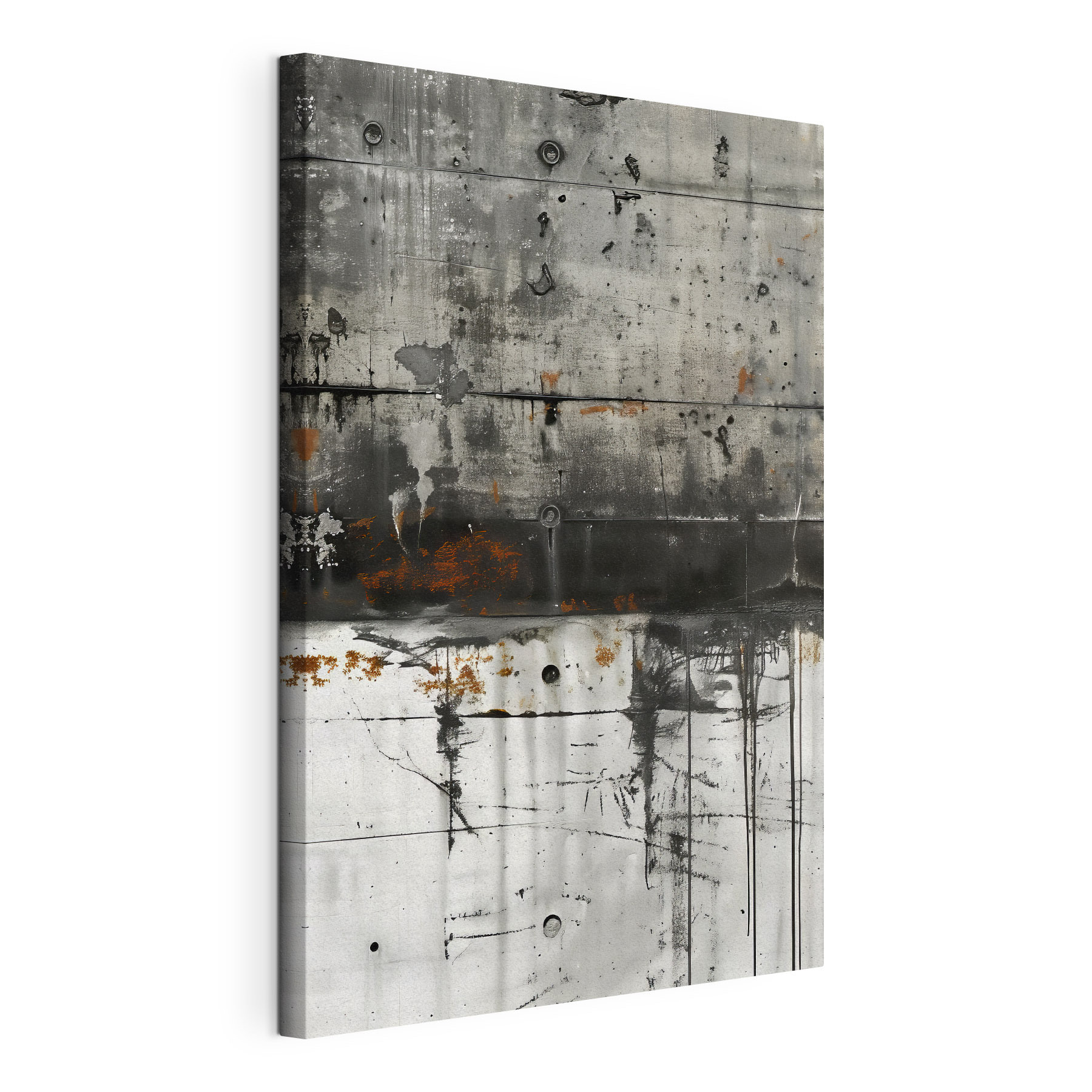 Black and white wall with rust stains