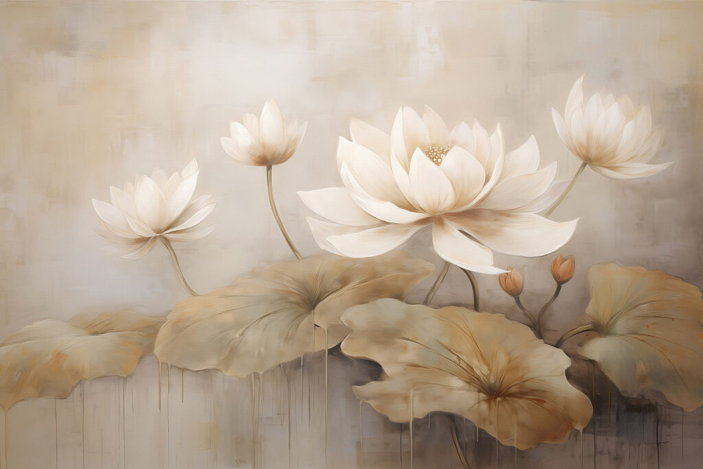 Painting of flowers and leaves