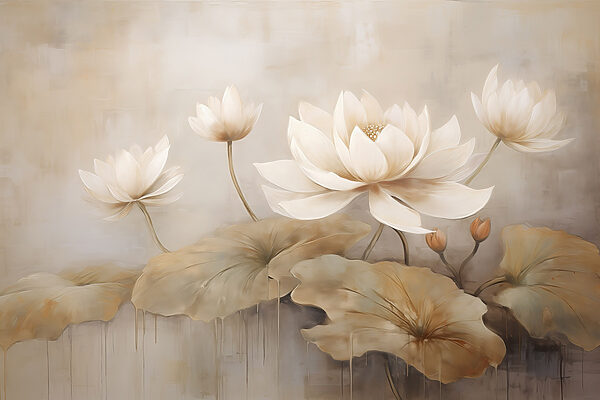 Painting of flowers and leaves
