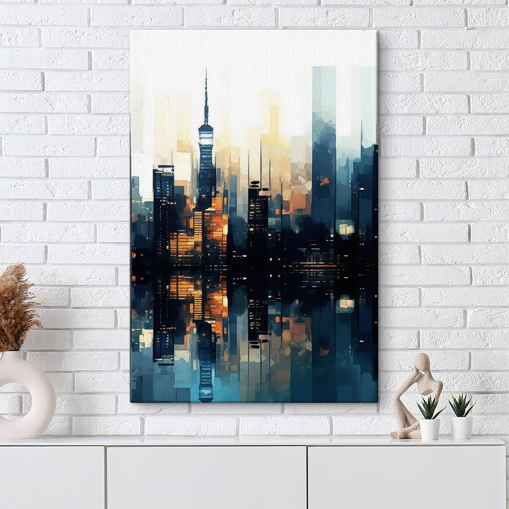 City skyline with a reflection of water City skyline with a reflection of water
