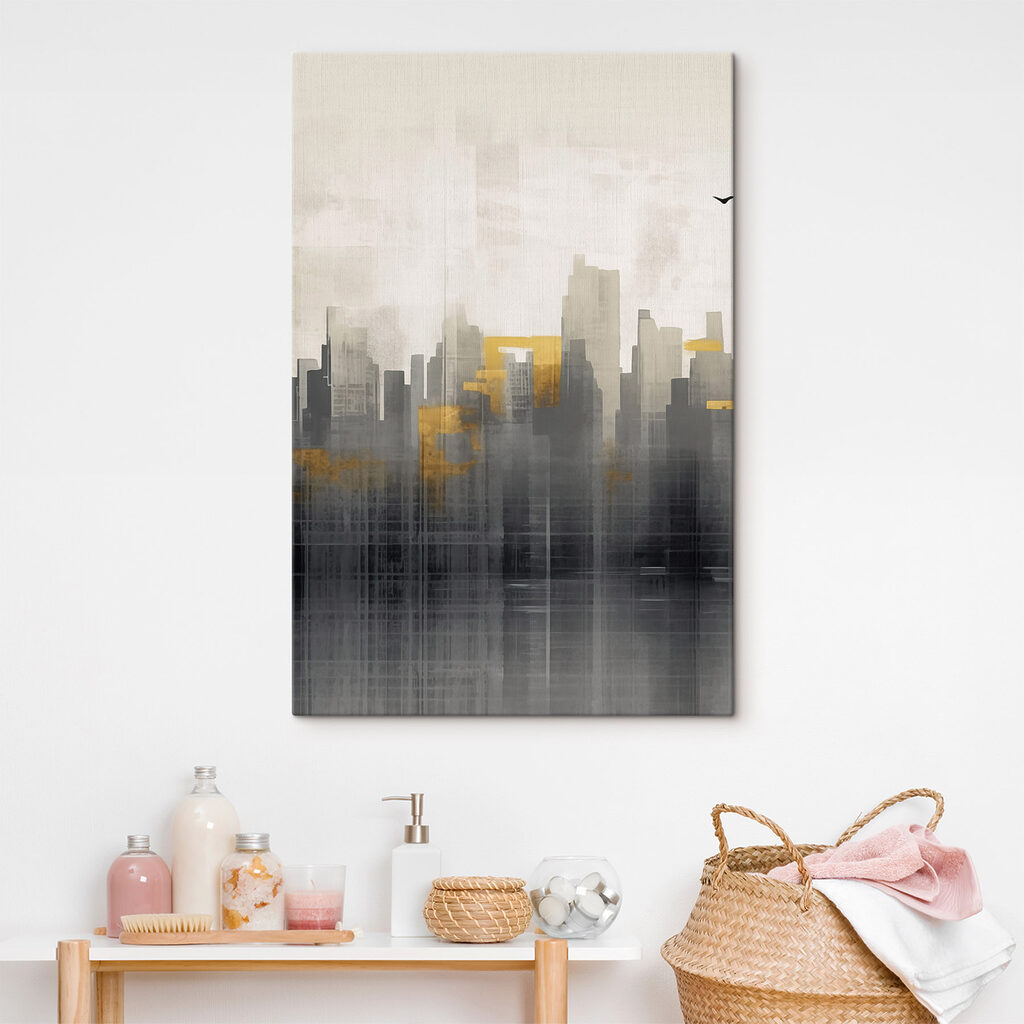 Bird flying over a city