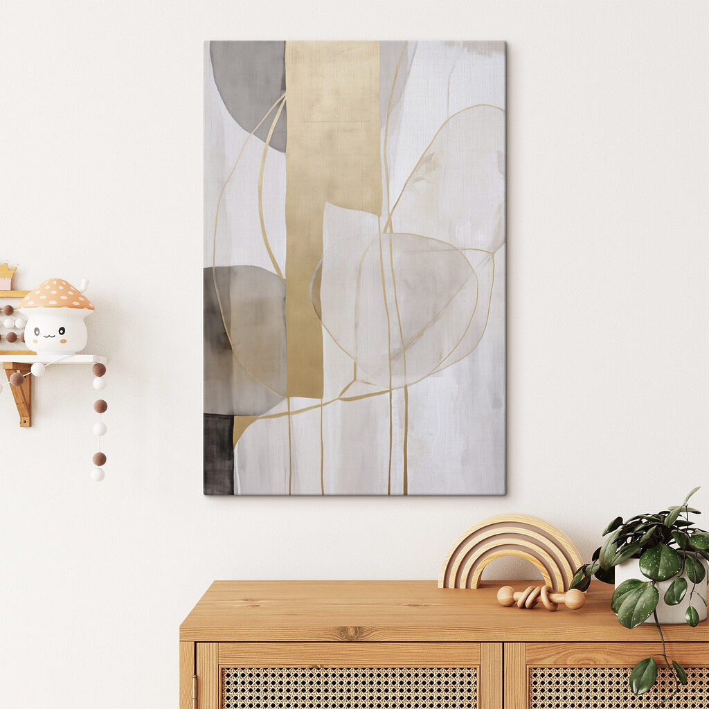 Painting of a white and grey art Painting of a white and grey art