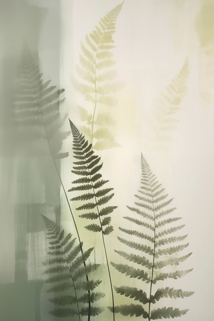 Fern leaves on a white background