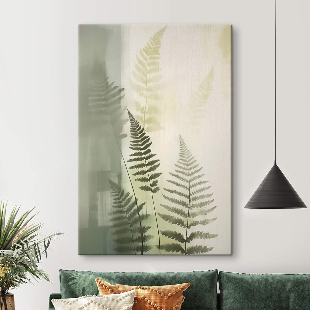 Fern leaves on a white background