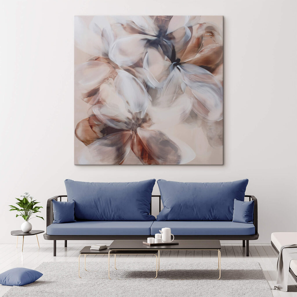 Painting of flowers on a white surface