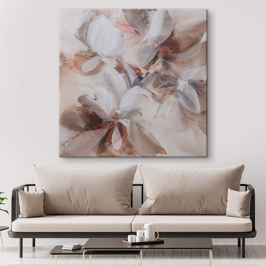 Painting of flowers on a white surface Painting of flowers on a white surface