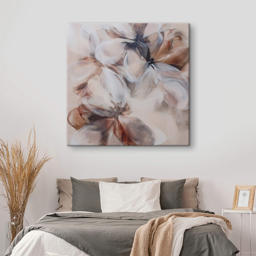 Painting of flowers on a white surface