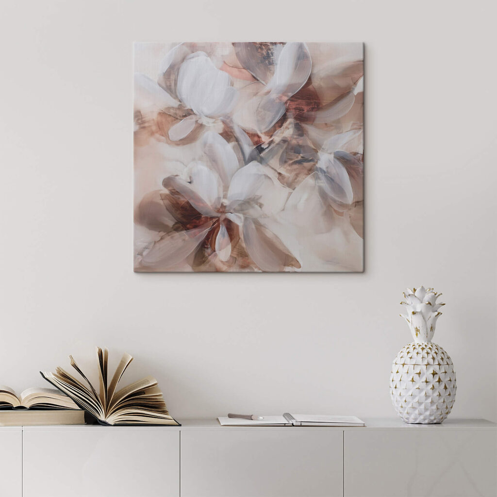 Painting of flowers on a white surface Painting of flowers on a white surface