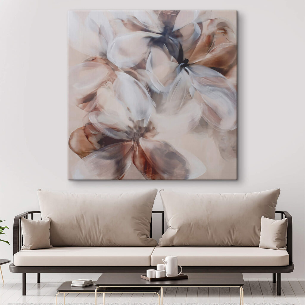 Painting of flowers on a white surface