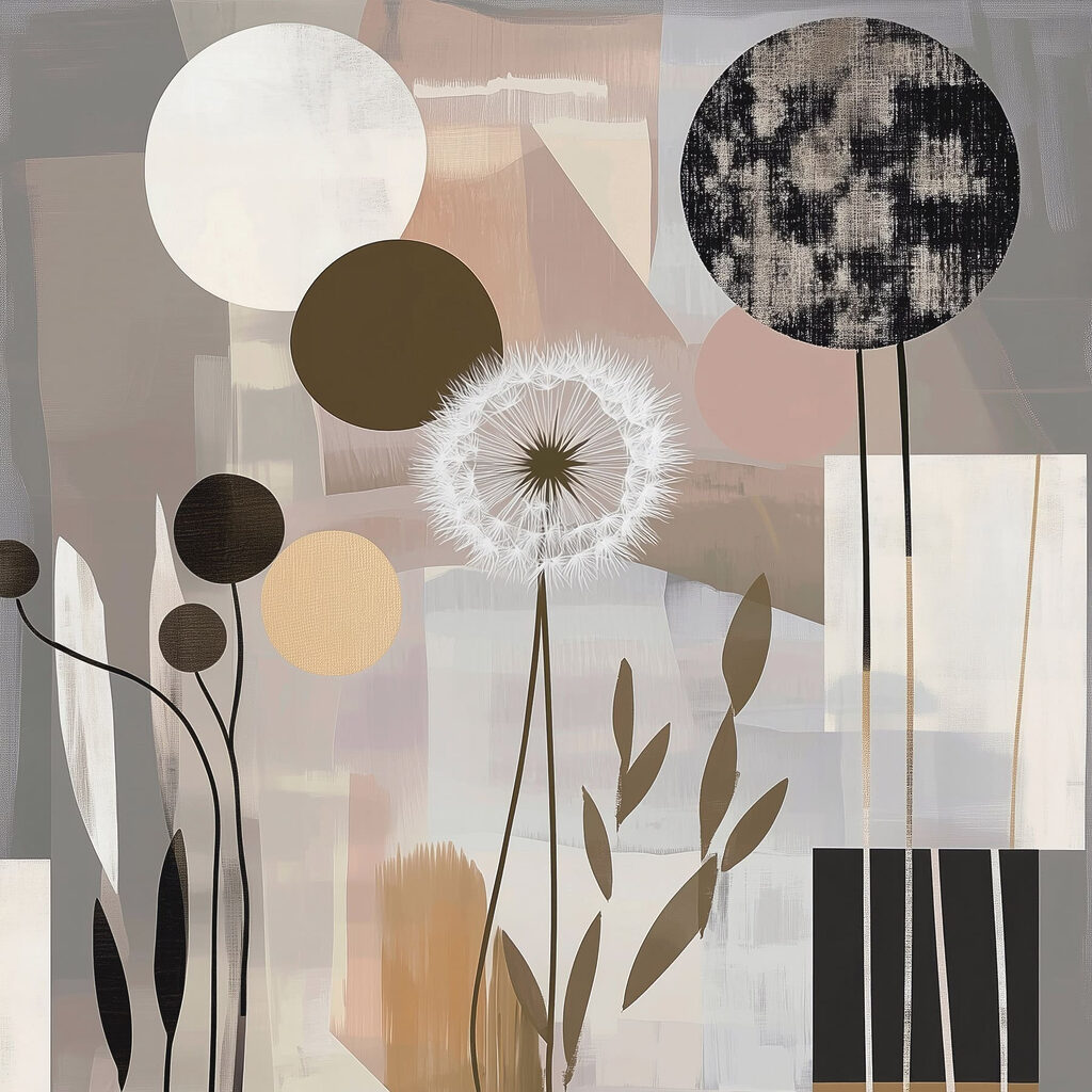 Painting of flowers and geometric shapes Painting of flowers and geometric shapes
