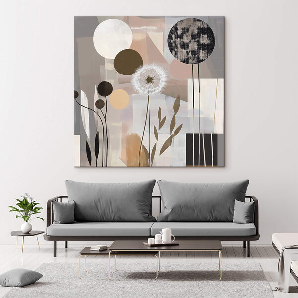 Gemälde mit Blumen und geometrischen Formen Wandbilder Gemälde mit Blumen und geometrischen Formen