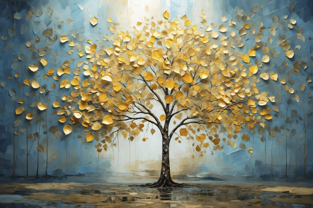 Painting of a tree with yellow leaves