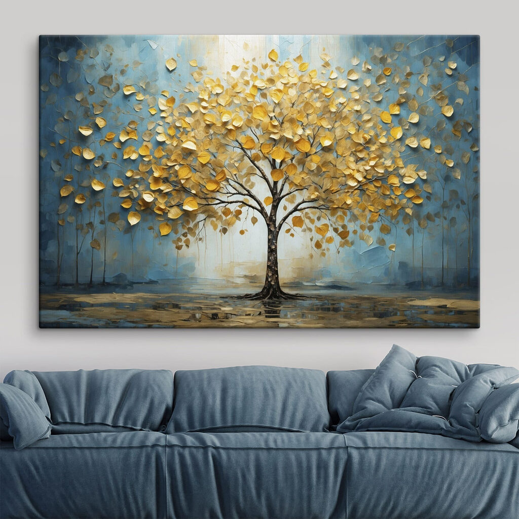Painting of a tree with yellow leaves
