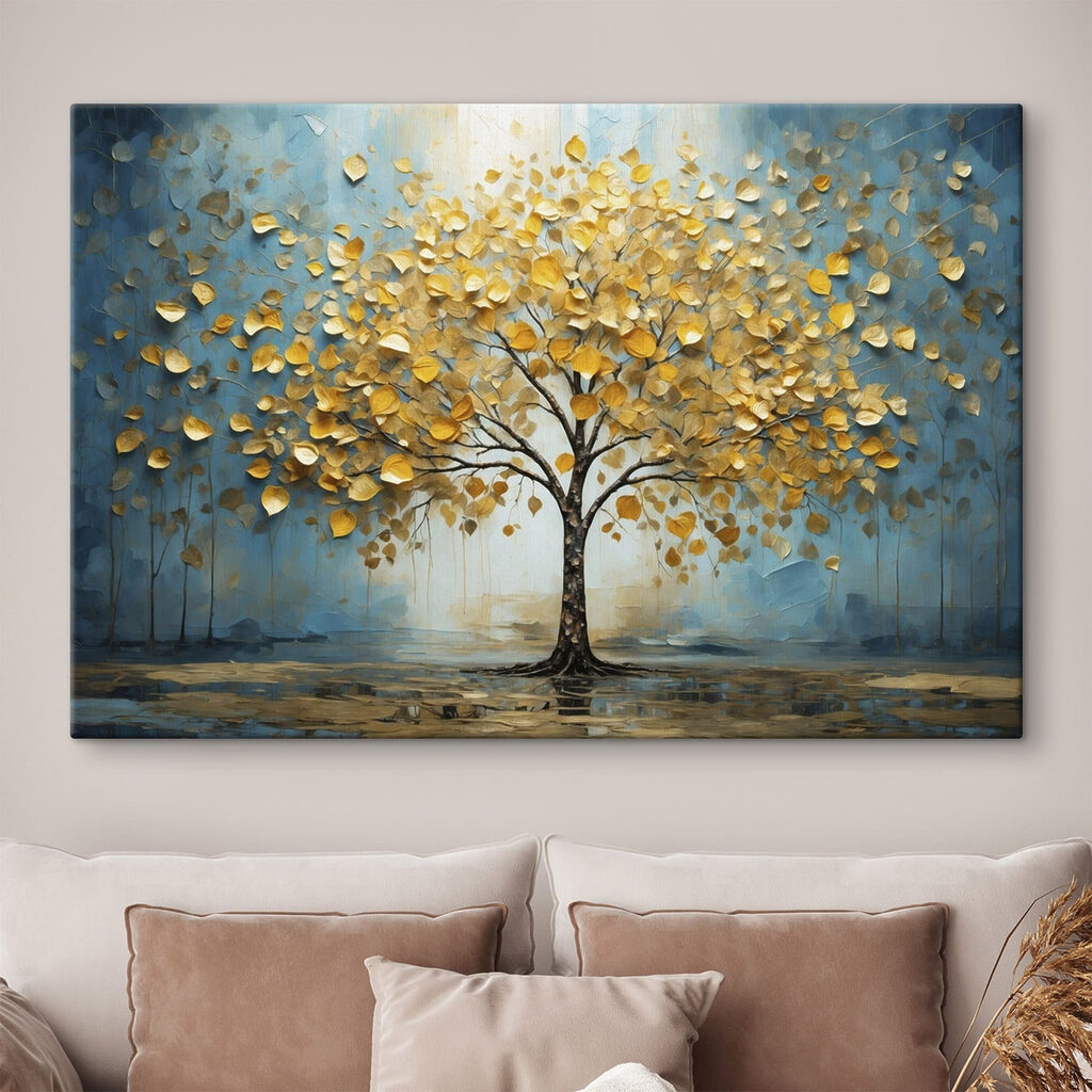 Painting of a tree with yellow leaves
