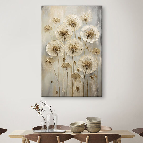 Painting of flowers on a grey surface