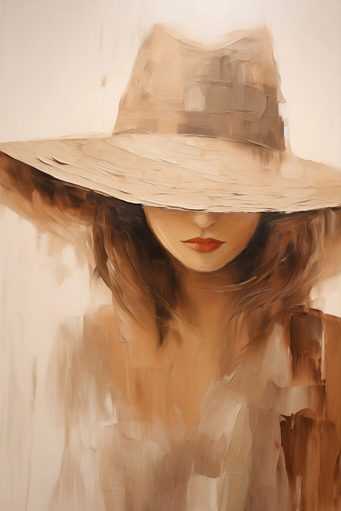 Painting of a woman wearing a hat