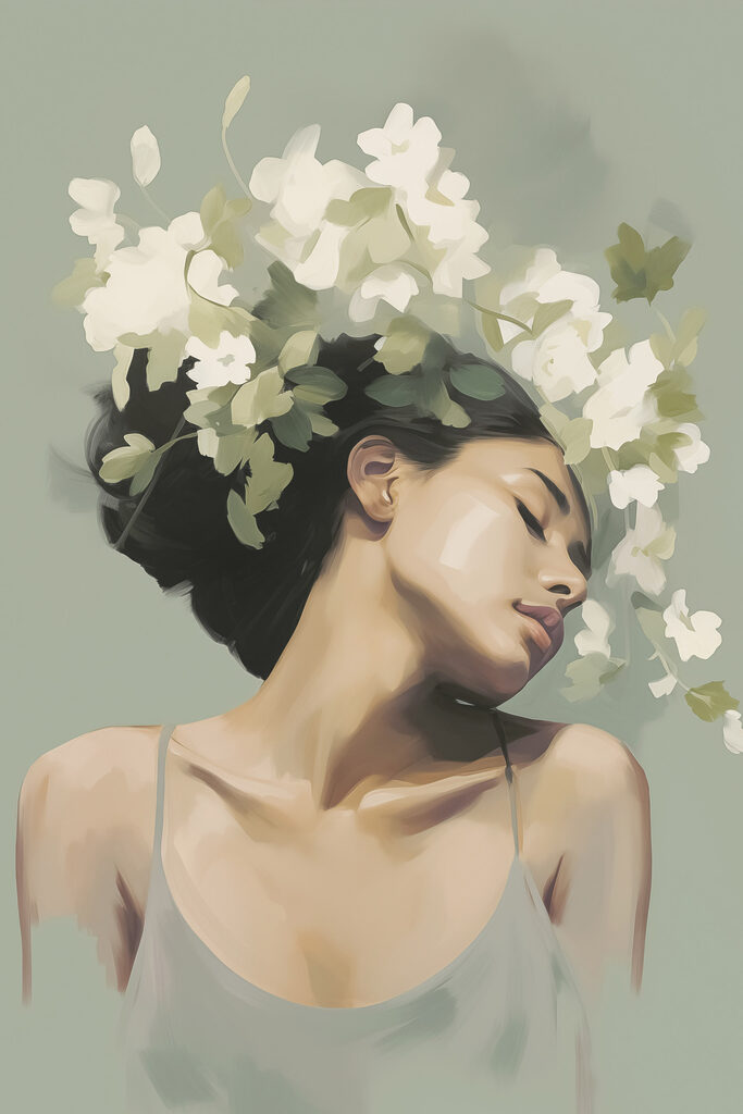 Woman with flowers in her hair Woman with flowers in her hair