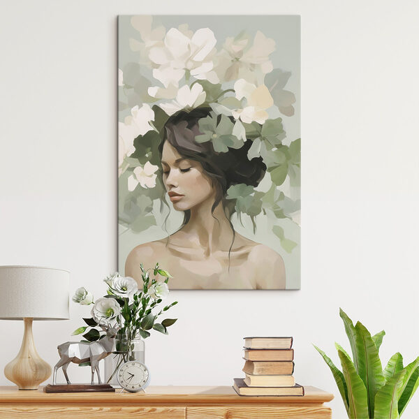 Woman with flowers on her head
