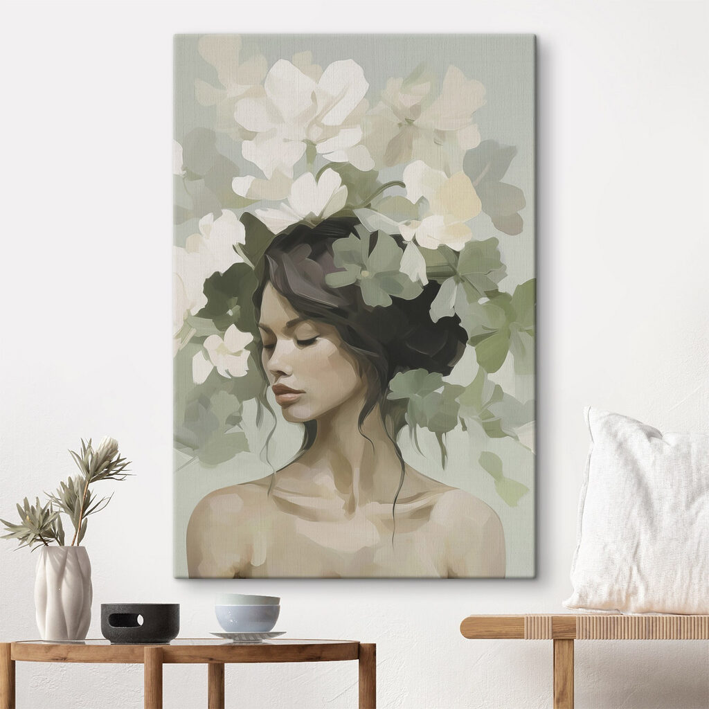 Woman with flowers on her head