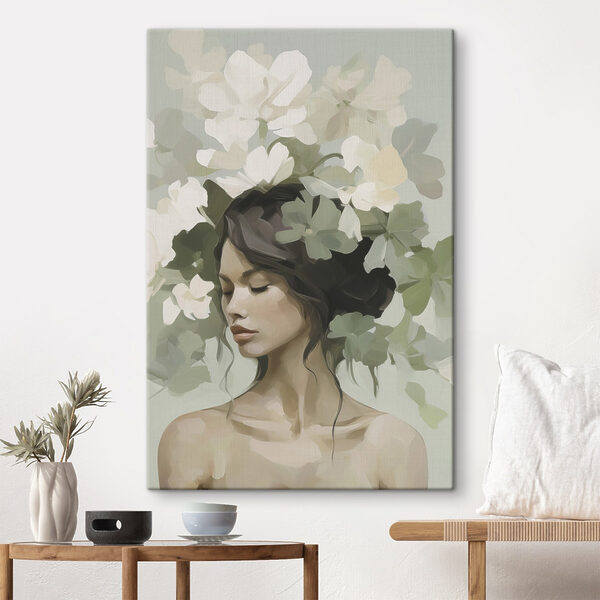 Woman with flowers on her head