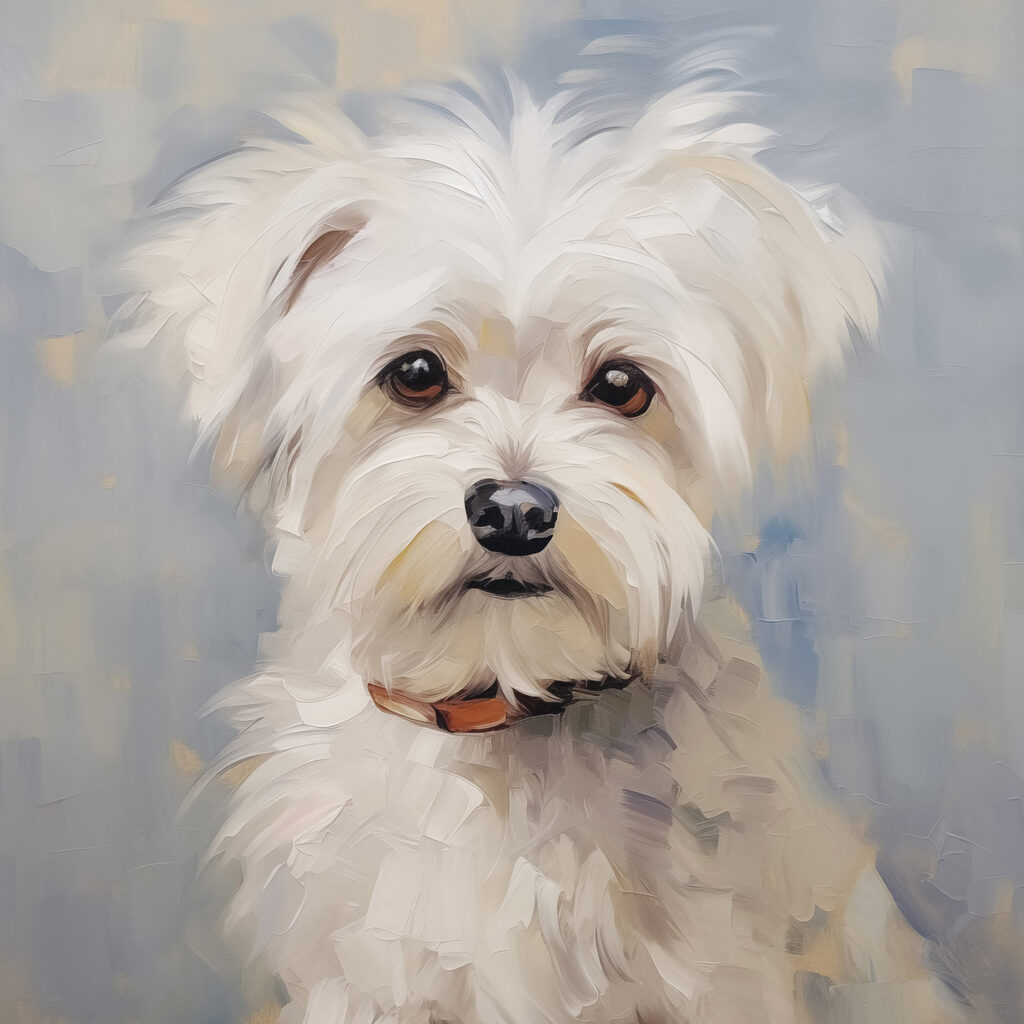 Painting of a white dog