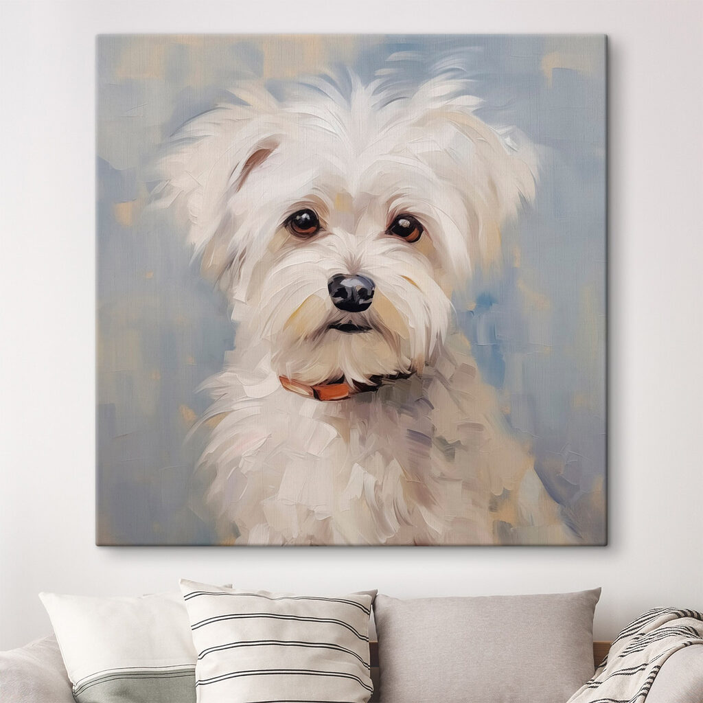 Painting of a white dog