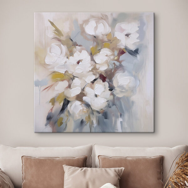 Painting of flowers on a white surface